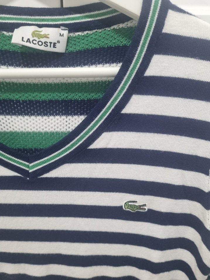 Lacoste Çizgili V Yaka bluz - Görsel 2