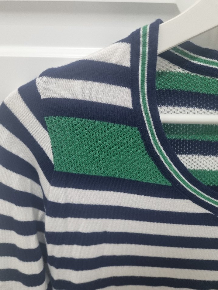 Lacoste Çizgili V Yaka bluz - Görsel 3