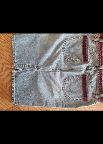 Kadın Mor Nakışlı Kot etek - Görsel 3