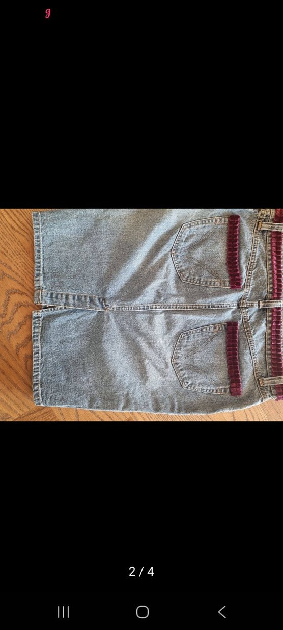 Kadın Mor Nakışlı Kot etek - Görsel 3