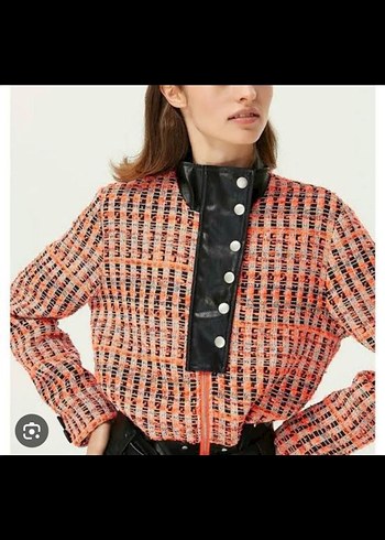 twist ceket yakası deri detayli - Görsel 4