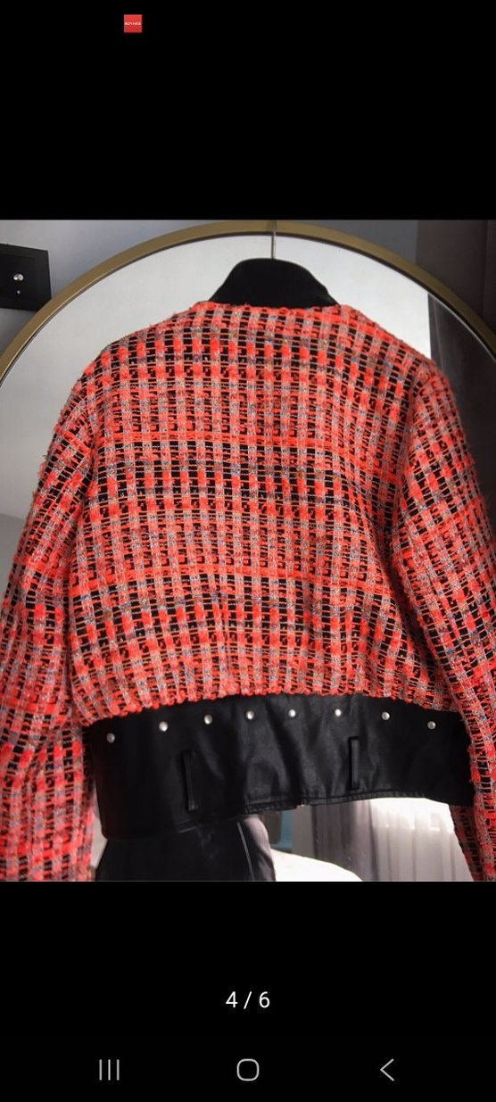 twist ceket yakası deri detayli - Görsel 5