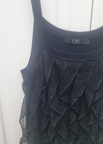 on fasion marka Düğmeli, Askılı Siyah Midi Triko buluz - Görsel 2