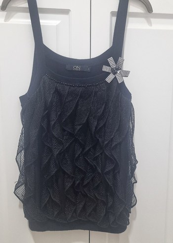 on fasion marka Düğmeli, Askılı Siyah Midi Triko buluz - Görsel 3