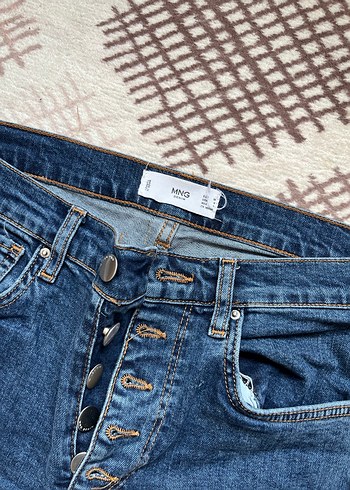 Mango Kadın Mavi Midi Boy Denim Jean - Görsel 3