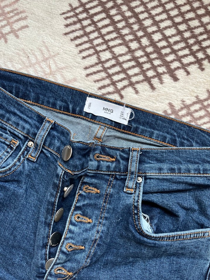 Mango Kadın Mavi Midi Boy Denim Jean - Görsel 3