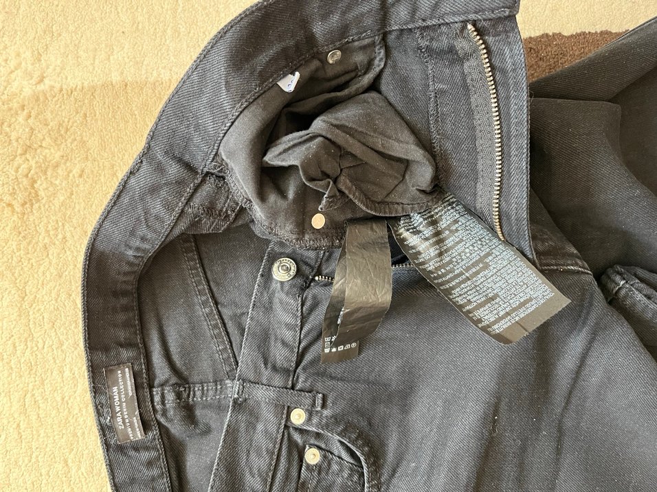 Zara Püsküllü Siyah Midi Denim Kadın Jean - Görsel 5