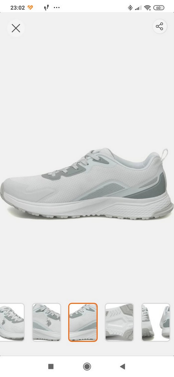 U.S. Polo Assn. erkek Gri Beyaz Spor Ayakkabı - Görsel 3