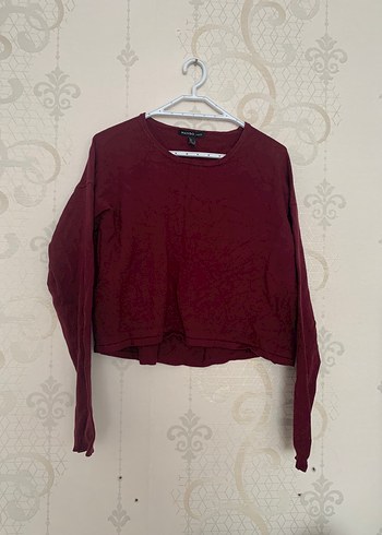Bordo Uzun Kollu Salaş Sweatshirt