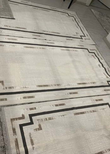 Modern Klasik Desenli Beyaz Gri Halı - Görsel 8