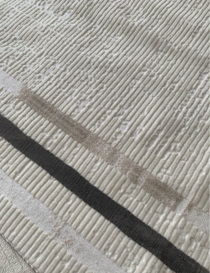 Modern Klasik Desenli Beyaz Gri Halı - Görsel 3