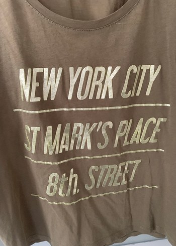 Kahverengi Baskılı Kadın Tişört - Görsel 2