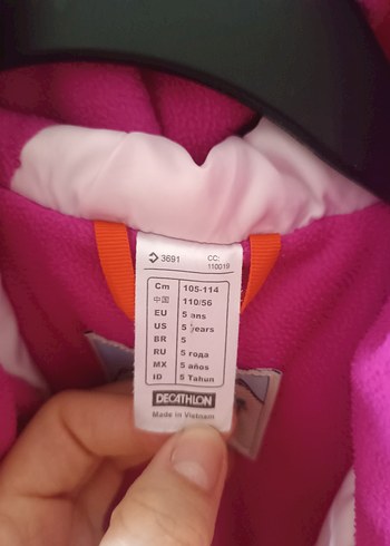 5 Yaş Beden pembe Renk Kız Çocuk Renkli Fermuarlı Ceket