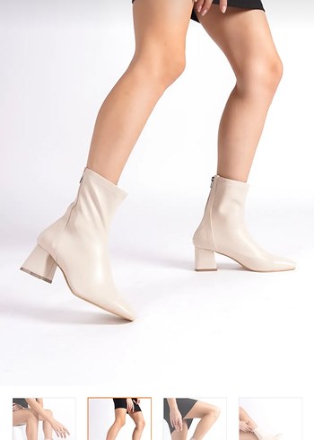 38 Beden ten rengi Renk Beyaz Minimalist Deri Stiletto Topuklu Bot