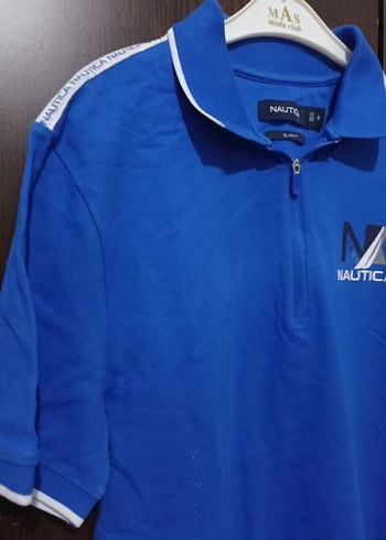 Erkek Mavi Nautica Yarım Fermuarlı Polo Tişört - Görsel 3