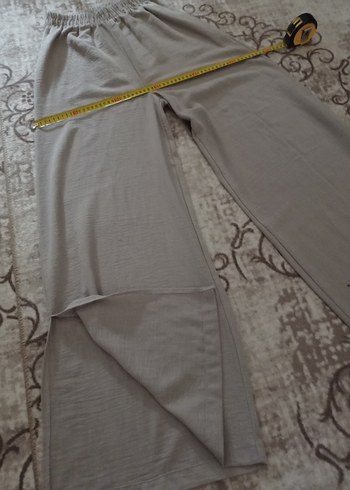 S bedenBej Bol Kesim Uzun Keten Pantolon - Görsel 4