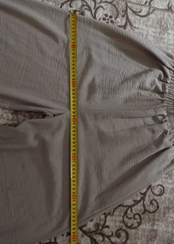 S bedenBej Bol Kesim Uzun Keten Pantolon - Görsel 7