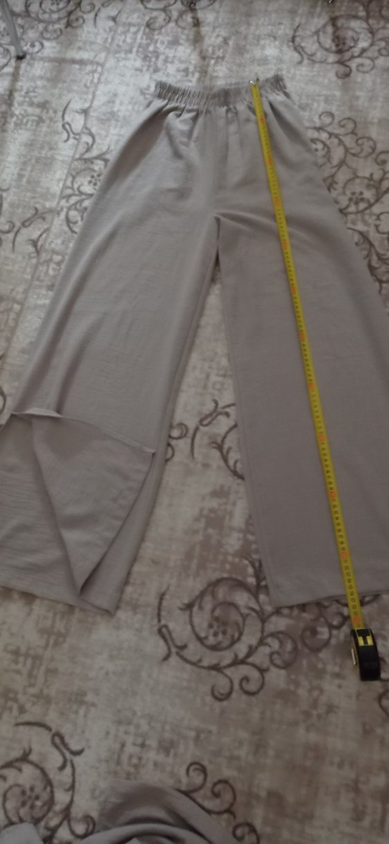 S bedenBej Bol Kesim Uzun Keten Pantolon - Görsel 5