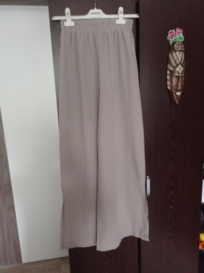 S bedenBej Bol Kesim Uzun Keten Pantolon - Görsel 2