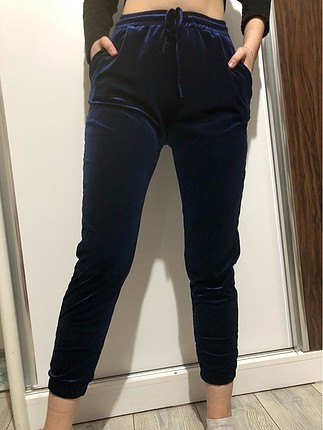 Kadife eşofman kumaşık yumuşaktır yüksek bel