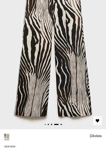 xs Beden Zebra Desenli Bol Kesim Uzun Kadın Kumaş Pantolon
