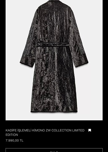 Kadife İşlemeli Siyah Uzun Kimono - Görsel 7