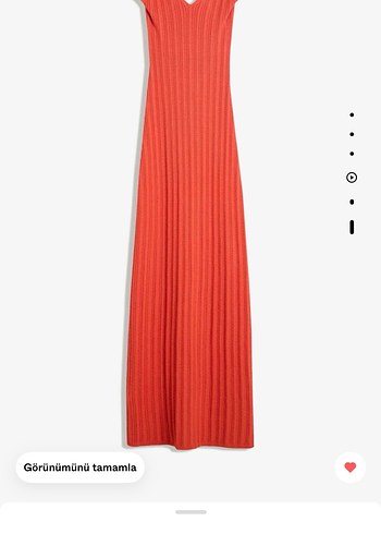 Bershka Kırmızı V Yaka Sırt Detaylı Uzun Elbise