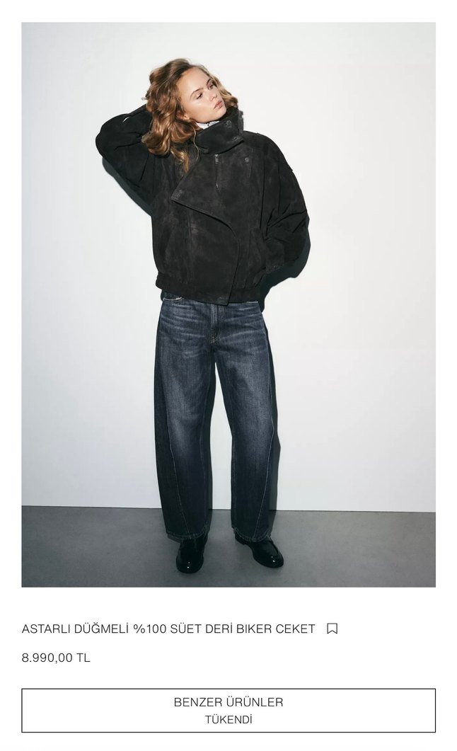 Süet Deri Biker Ceket - Görsel 4