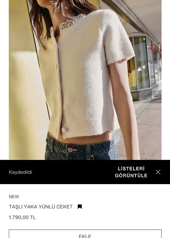 ekru Kısa Kollu Hırka - Görsel 2