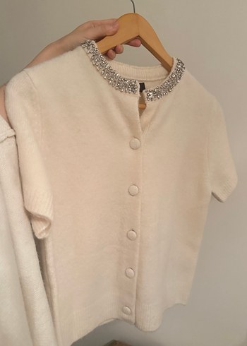 ekru Kısa Kollu Hırka - Görsel 12