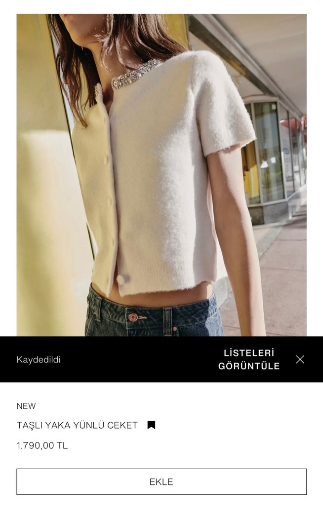 ekru Kısa Kollu Hırka - Görsel 2