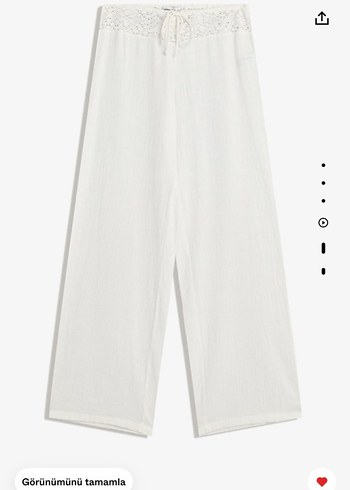 Dantel Detaylı Beyaz Bohem Kadın Pantolon - Görsel 5