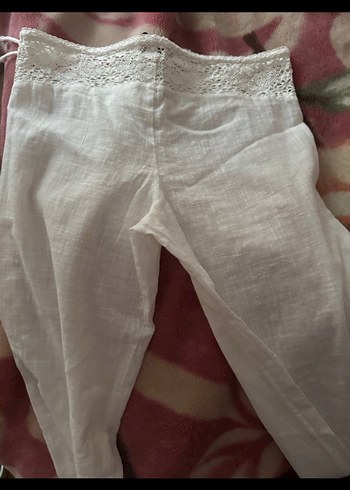 Dantel Detaylı Beyaz Bohem Kadın Pantolon - Görsel 10