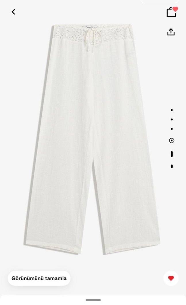 Dantel Detaylı Beyaz Bohem Kadın Pantolon - Görsel 5