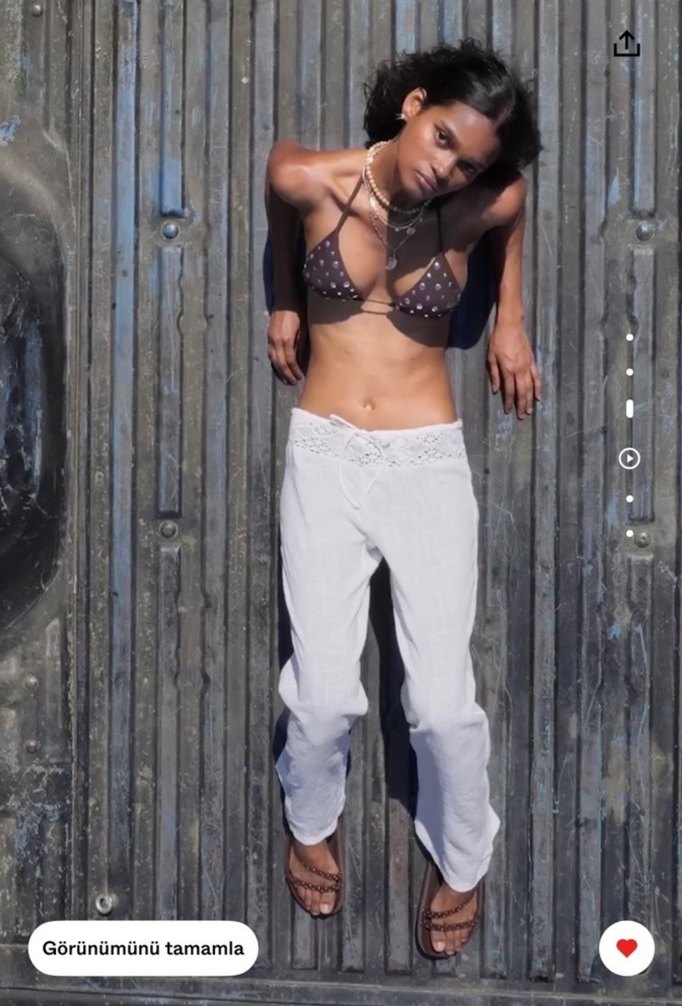 Dantel Detaylı Beyaz Bohem Kadın Pantolon - Görsel 4