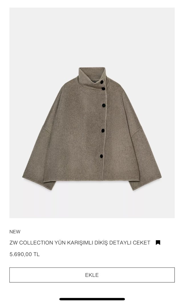 Düğmeli Yün Karışımlı Kaban-ceket - Görsel 3