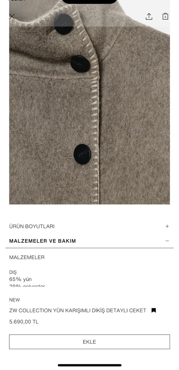 Düğmeli Yün Karışımlı Kaban-ceket - Görsel 2