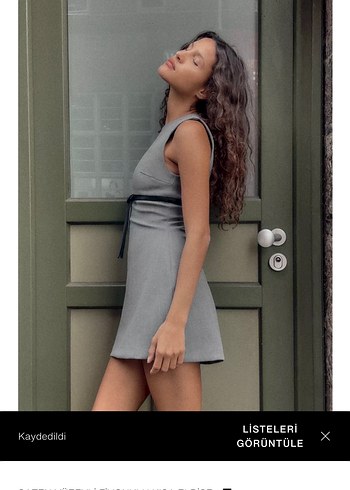 Gri Kemerli Mini Elbise - Görsel 3