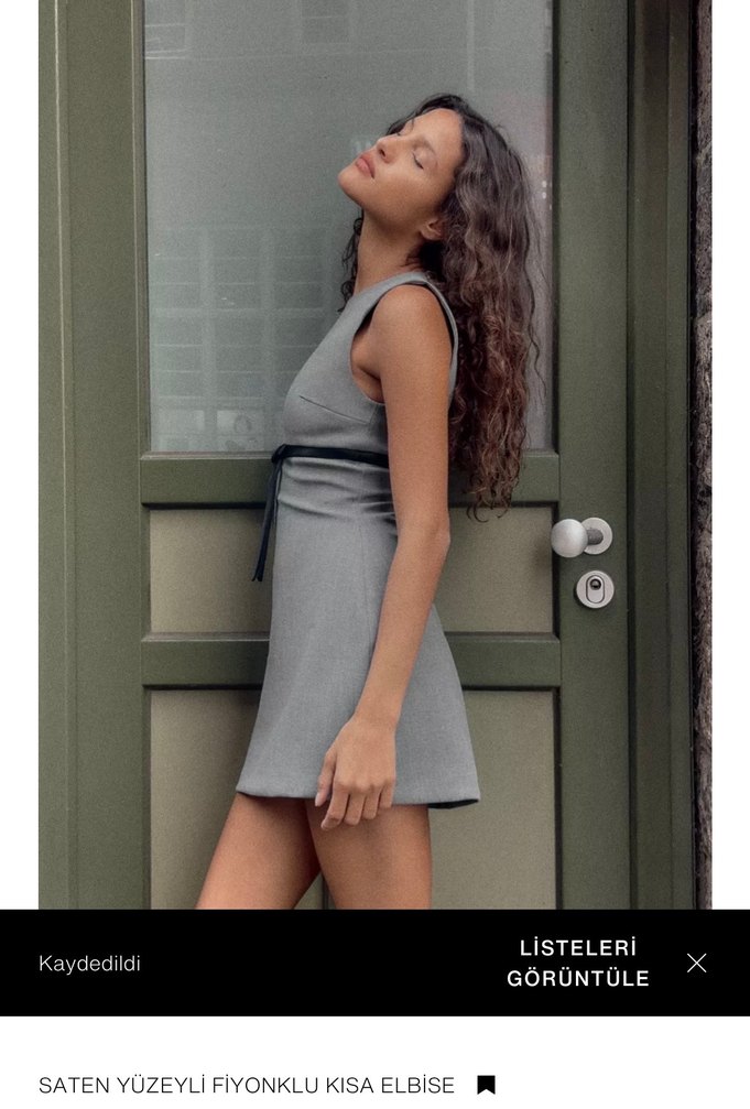 Gri Kemerli Mini Elbise - Görsel 3
