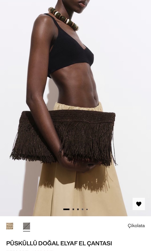 Püsküllü Kahverengi Bohem Kadın Portföy Çanta - Görsel 5