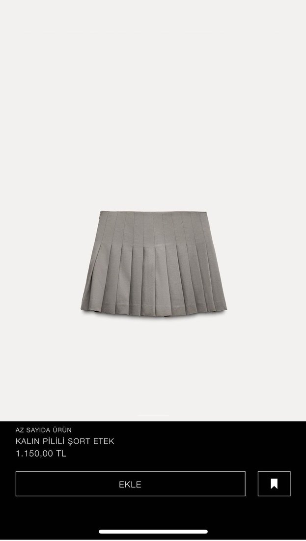 gri renk Kemerli Mini Etek - Görsel 4