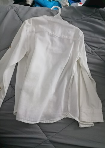 Erkek Beyaz Keten Düğmeli Gömlek - Görsel 3