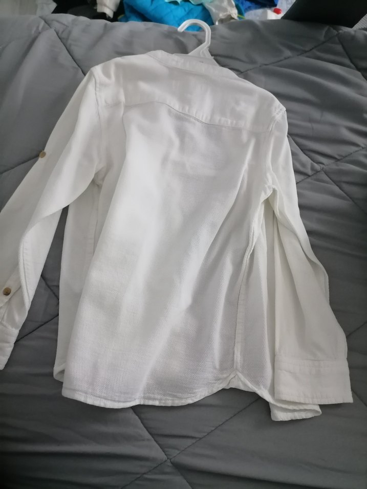 Erkek Beyaz Keten Düğmeli Gömlek - Görsel 3