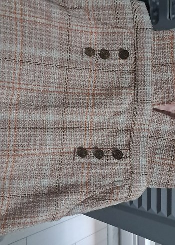 Düğmeli Ekoseli Bej kız Çocuk jile - Görsel 3