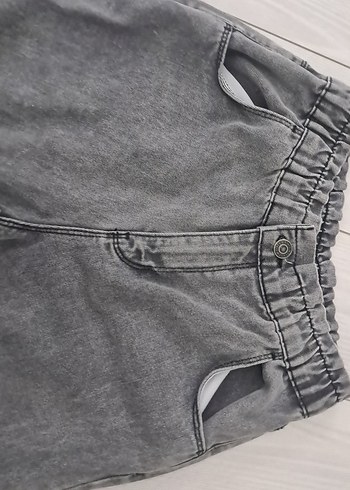 Gri kız çocuk  Denim Pantolon - Görsel 4