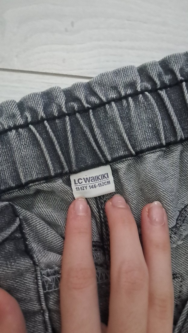 Gri kız çocuk  Denim Pantolon - Görsel 3