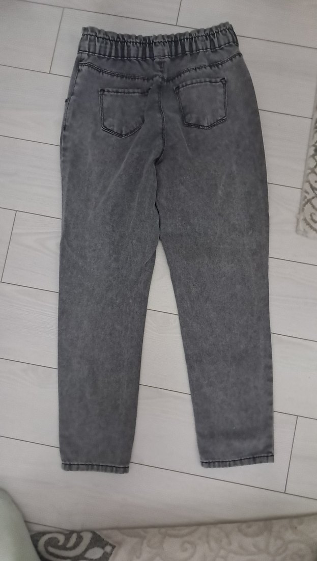 Gri kız çocuk  Denim Pantolon - Görsel 2
