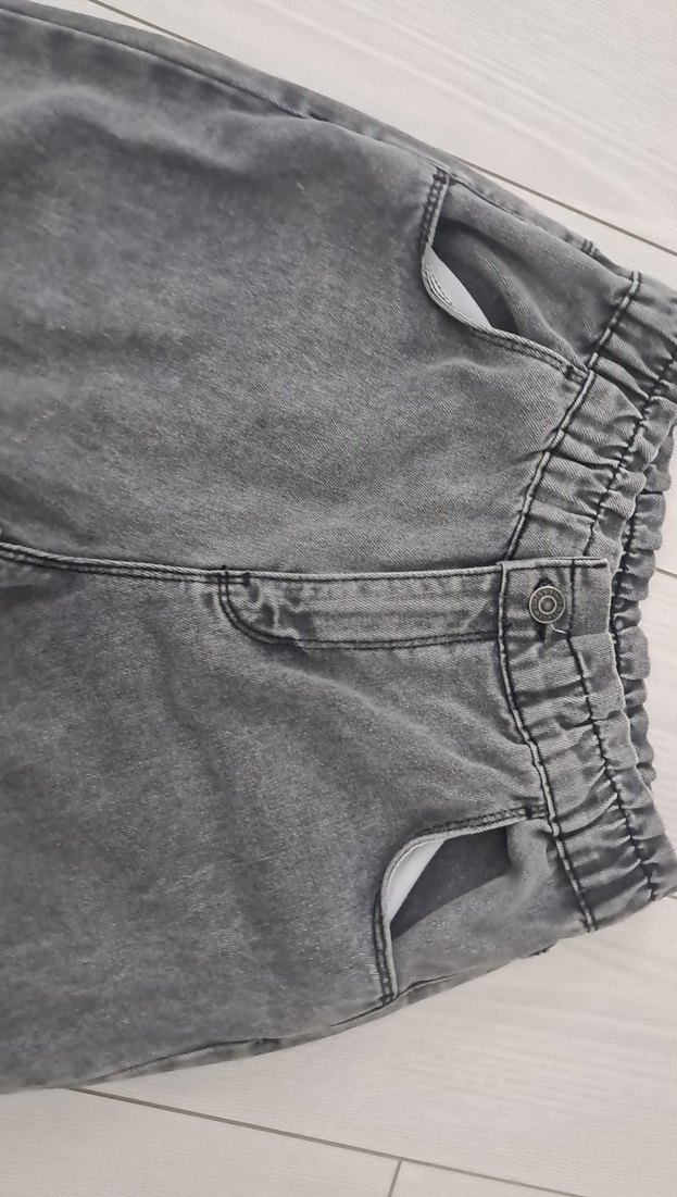 Gri kız çocuk  Denim Pantolon - Görsel 4