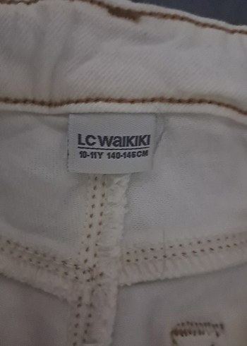 krem beyaz  kız çocuk Dar Kesim Kumaş Pantolon - Görsel 3