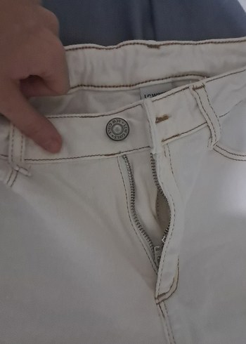 krem beyaz  kız çocuk Dar Kesim Kumaş Pantolon - Görsel 4